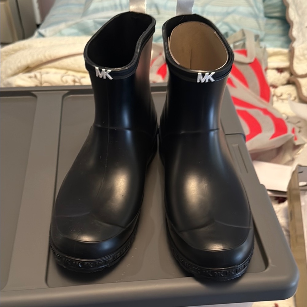 Michael Kors Black Rubber Ankle Boots - Picture 3 of 5